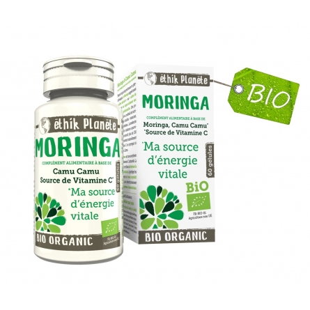 Moringa camu camu  Bio 60 Gélules -énergie - végan, fatigue, asthénie, stress oxydatif, système immunitaire.