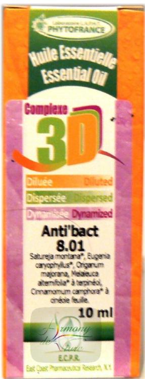 8.01 HUILE ESSENTIELLE 3D ANTI-BACTERIEN bacteries